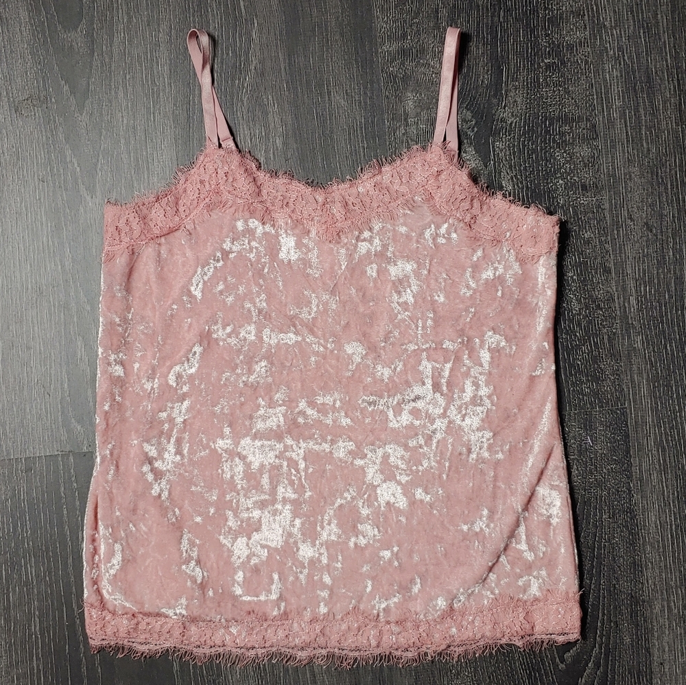 No Boundaries pink crushed velvet tank top